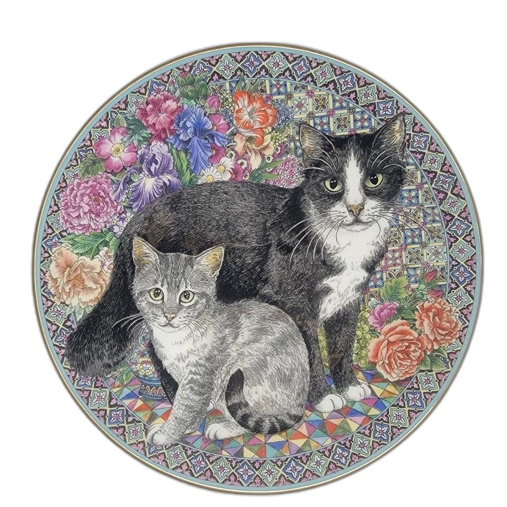 Vintage Royal Worcester Schilling & Sixpence Purrfect Friends Sue Sculland GUC